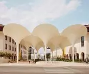 Revitalizing the outdoor space at the Blanton Museum of Art at the University of Texas at Austin - tulip-like structures act as a gateway to the museum 