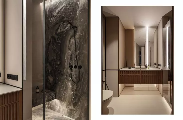 Bathrooms are inspired by modern classic style