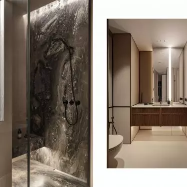 Bathrooms are inspired by modern classic style