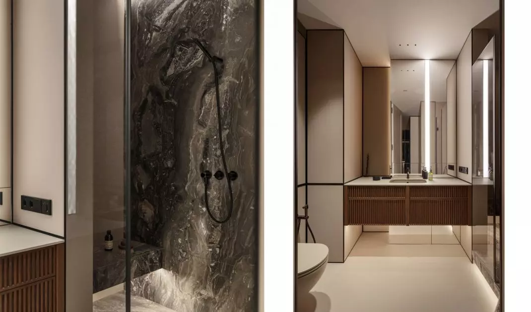 Bathrooms are inspired by modern classic style