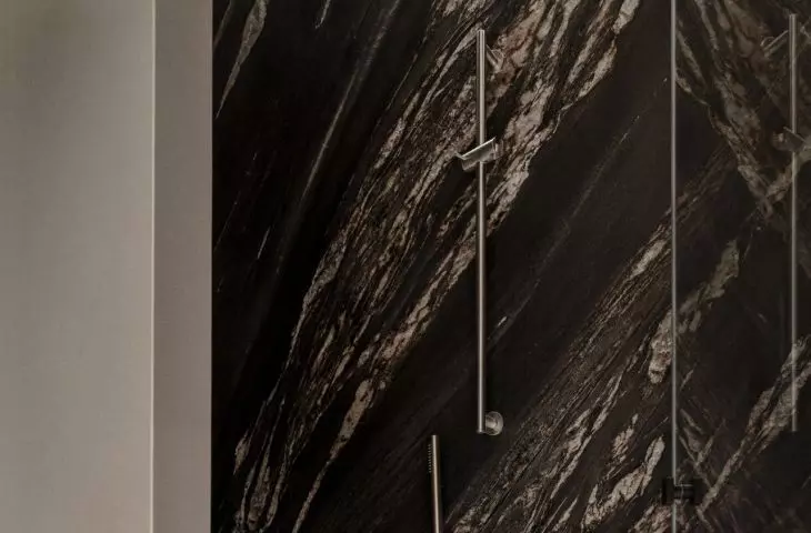 Light furniture softens dark stone