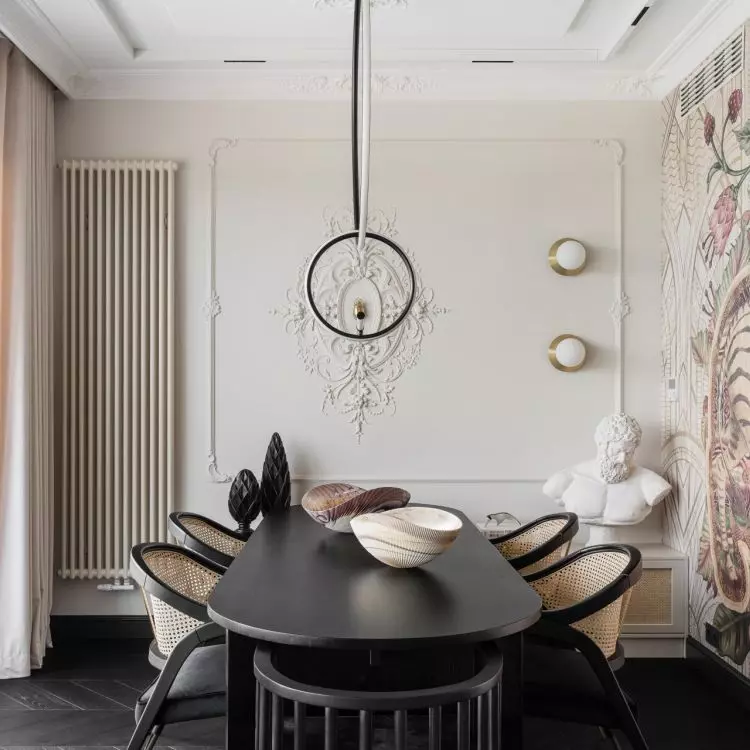 Interior in soft glamour aesthetics combined with French style