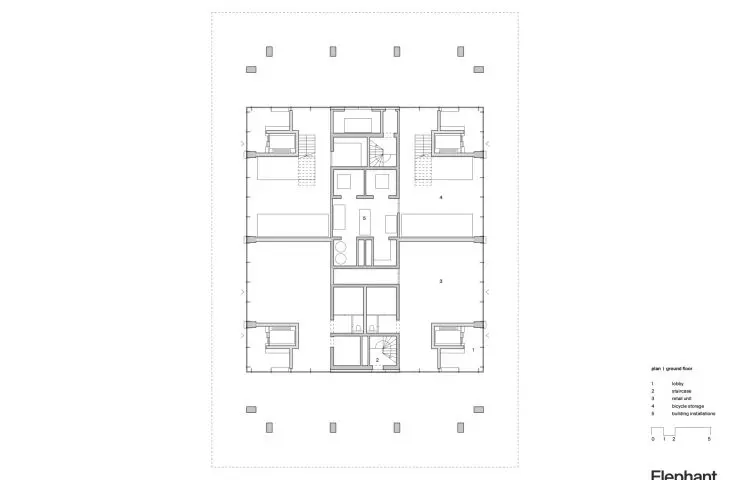 De Voortuinen residential skyscraper in Amsterdam - first floor plan 