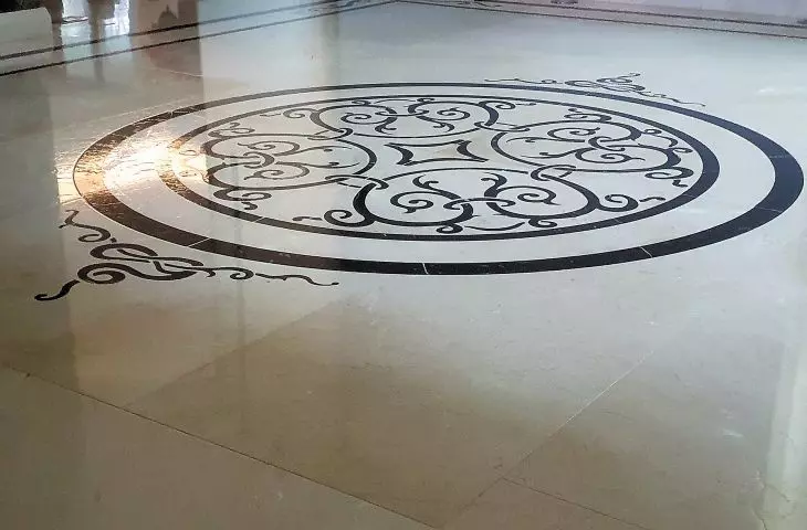 Inlaid marble flooring