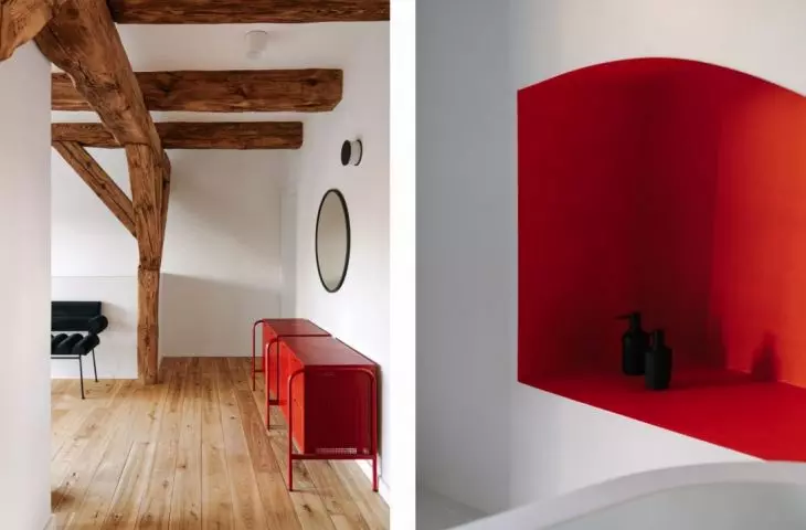 Modern elements are highlighted with vibrant colors 