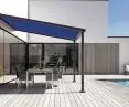 Portofino pergola with Vario poles allowing variable pitch of the sheathing
