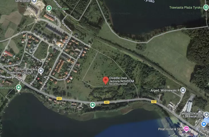 Olsztyn, the location of the estate can be seen on the satellite map