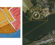 Ostróda, comparison of MPZP and satellite map with the investment site