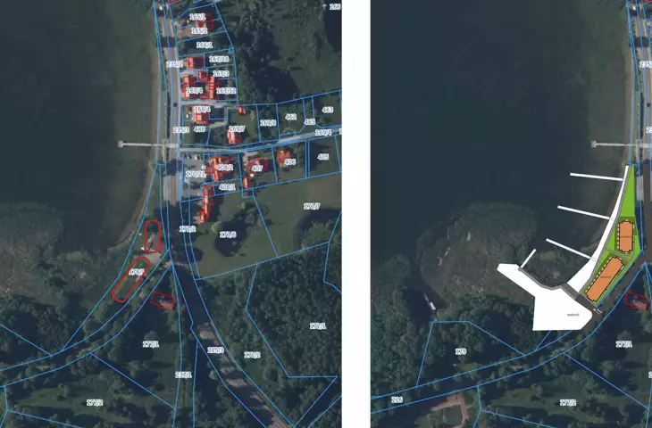 Ogonki - satellite photo showing outline of buildings and PZT from the investment site