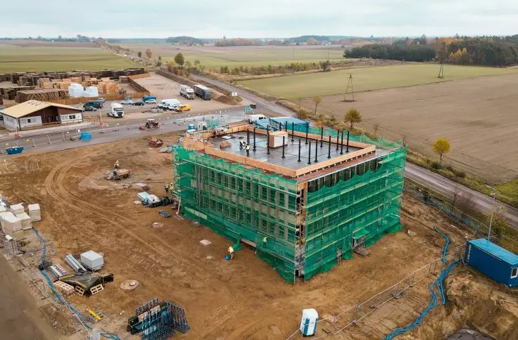 The building is being constructed as a showcase for a wood manufacturer - so the choice of CLT technology was a natural one