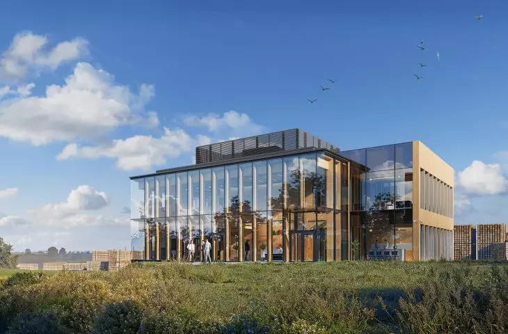 In order not to obscure the wooden structure, the architects did not use any external shading elements