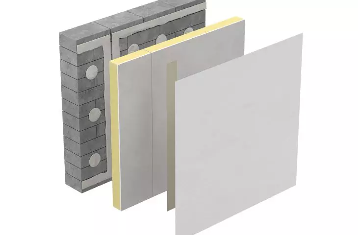 Insulation of walls from the inside with termPIR® ALGK panels (glued system)