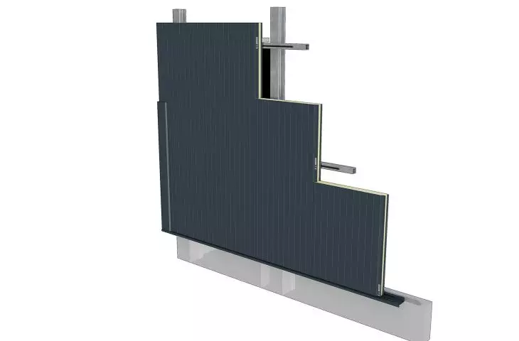 External wall made of GS insPIRe® CH sandwich panels - horizontal panel layout