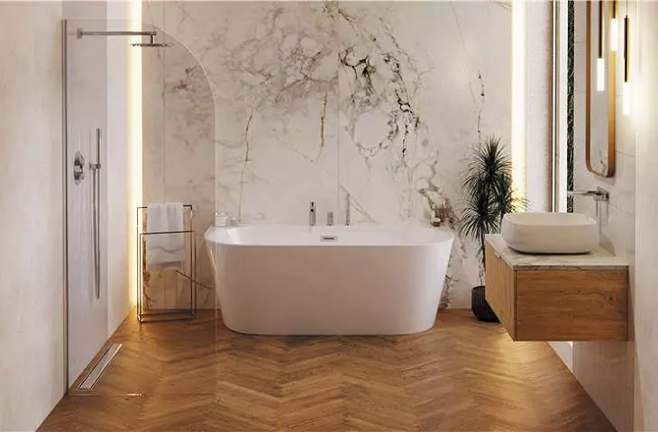 MONO E030LCH bathtub | LUGO CMB7542CH mixer | UC9933CH washbasin | LUGO CMB7515CH mixer | LUGO Z03TCH shower set.