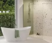 NAUTI E043XLCH bathtub | LUGO CMM35CH mixer | LUGO CMN01MCH shower column.