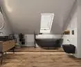 Sinto Black 3.0 wall-mounted bowl, Queen freestanding bathtub, Orion Mat Black freestanding faucet, Augusta standing cabinet, Queen pedestal washbasin, Orion Mat Black concealed basin faucet, Ava mirror, Calentador Black wall-mounted radiator