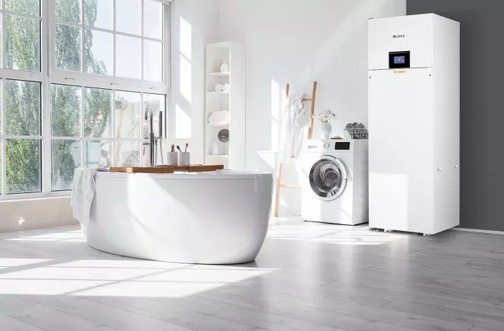 VERSATI All in One heat pump - indoor unit with built-in hot water cylinder.
