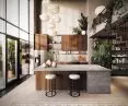 Countertops - Caspio Marble Grey F7025 ST76 Decorative panel - Caspio Marble Grey F7025 ST76 Fronts - Smoked OAK S119 Pembroke / Maloja furniture board and Black 999 PT.