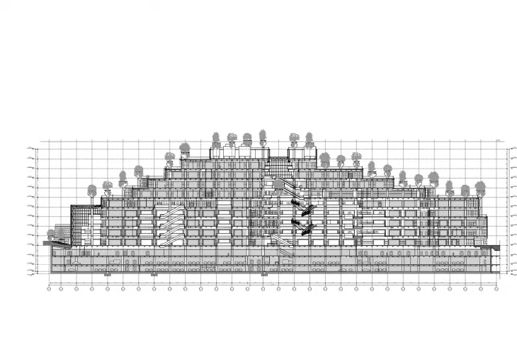 Shanghai 1000 Trees Mall - longitudinal cross-section 