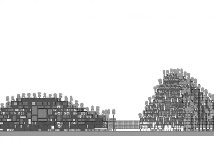 Shanghai 1000 Trees Mall - longitudinal cross-section 