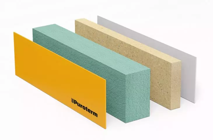Every layer matters. From left: exterior waterproofing board; load-bearing plastic board; polyurethane board with tremendous compressive strength; interior waterproofing board
