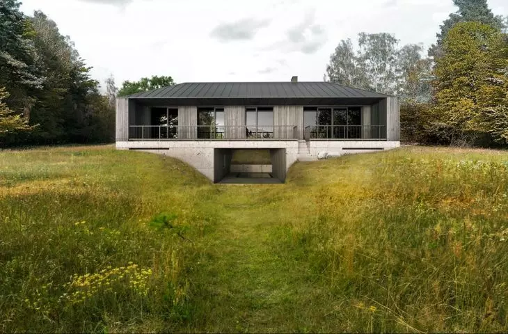 The plot is surrounded by forest