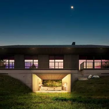 With its subtle backlighting, the building fits beautifully into the landscape