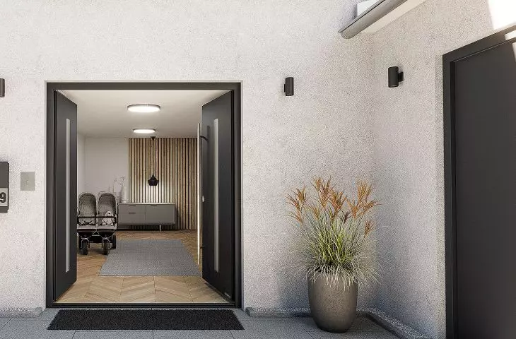 Thermo65 2-leaf door, design 700B, color RAL 7016