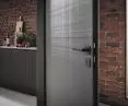 ProLine wooden door with linen textured surface, anthracite color, Karee black.edition handle