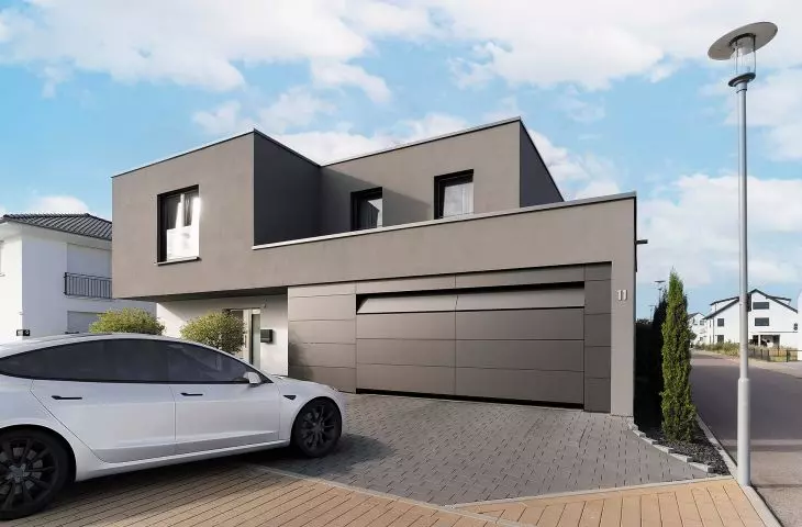 Facade gate ALR F42 with infill made by the customer 