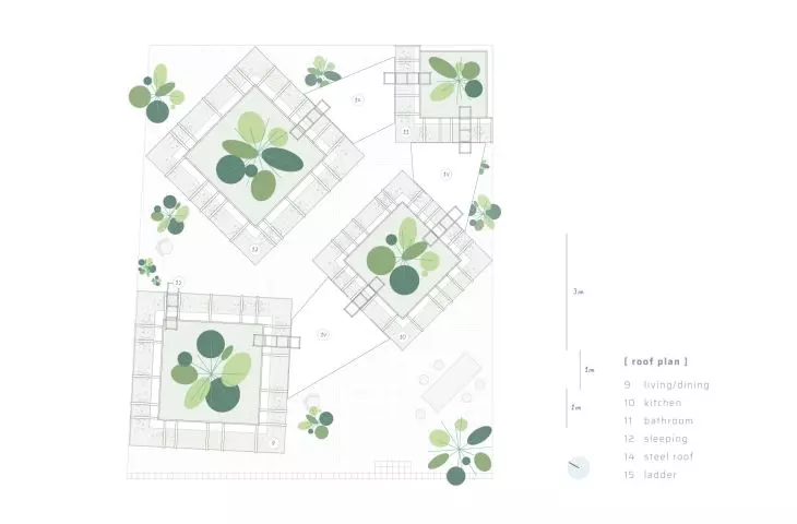 Dom „Labri” w mieście Huế we Wietnamie  — plan dachu 