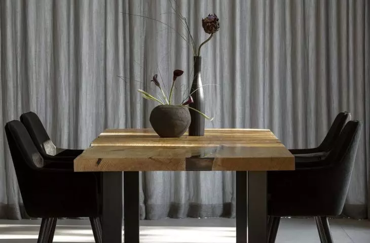 The dining room table was made of solid wood