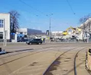 wyburzanie pawilonu po barze McDonald's w Poznaniu, 20.02.2025