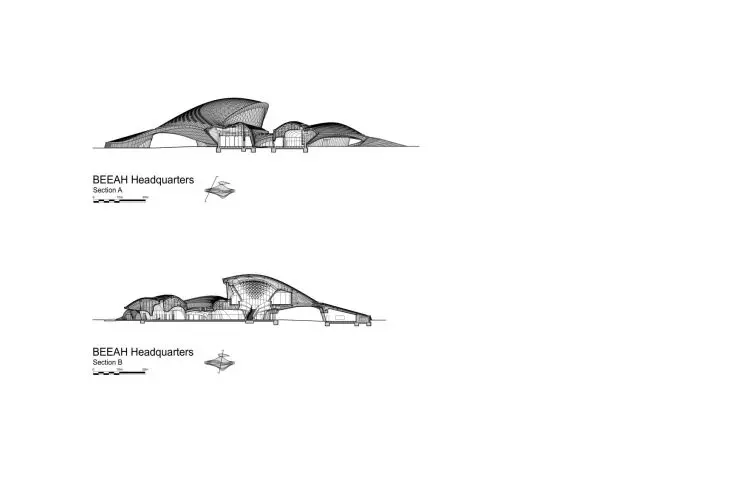 BEEAH headquarters in Sharjah, United Arab Emirates - longitudinal section 