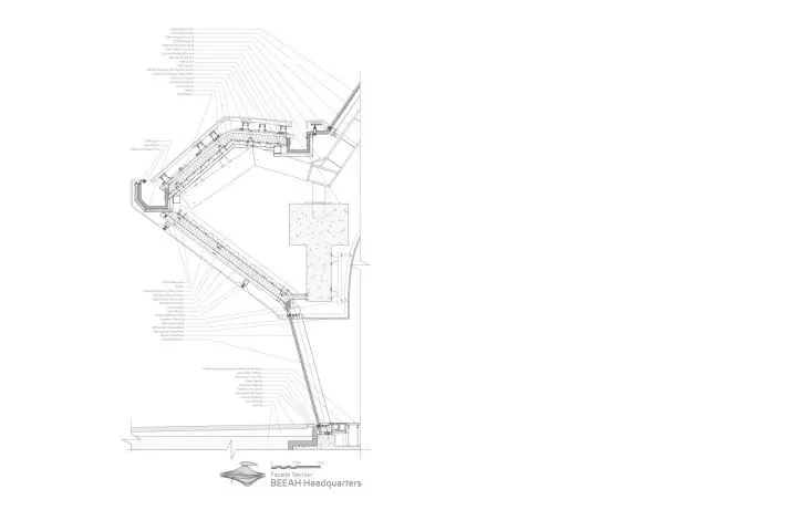 BEEAH headquarters in Sharjah, United Arab Emirates - cross-section of a section of the facade 