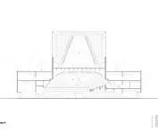 Auditorium at Shrimad Rajchandra Ashram Jain Monastery in Dharampur, Gujarat state - cross-section of the building 