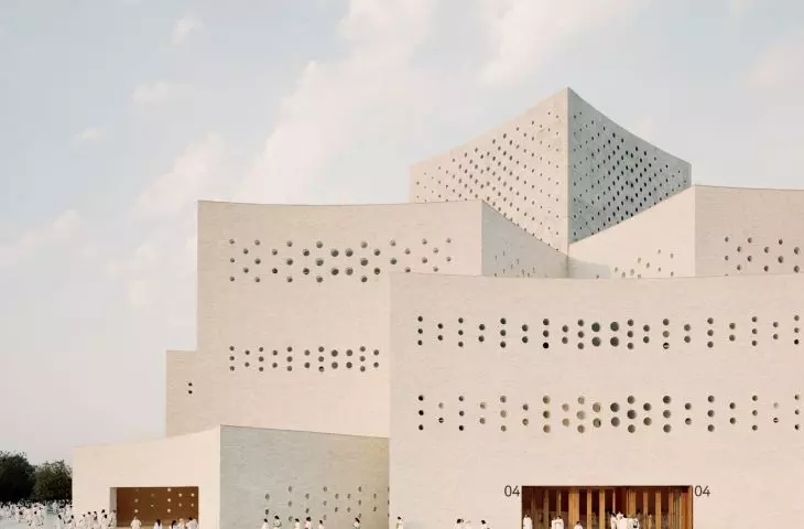 Auditorium at the Shrimad Rajchandra Ashram Jain Monastery in Dharampur, Gujarat state 
