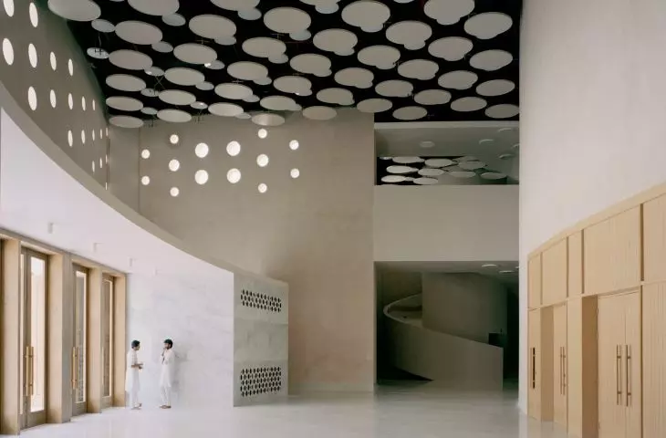 Auditorium at the Shrimad Rajchandra Ashram Jain Monastery in Dharampur, Gujarat state