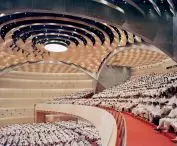 Auditorium at Shrimad Rajchandra Ashram Jain Monastery in Dharampur, Gujarat state - auditorium 