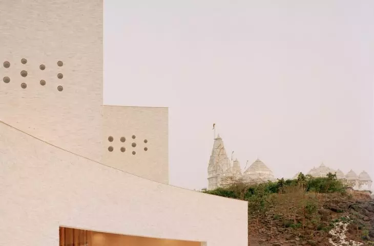 Auditorium at the Shrimad Rajchandra Ashram Jain Monastery in Dharampur, Gujarat state