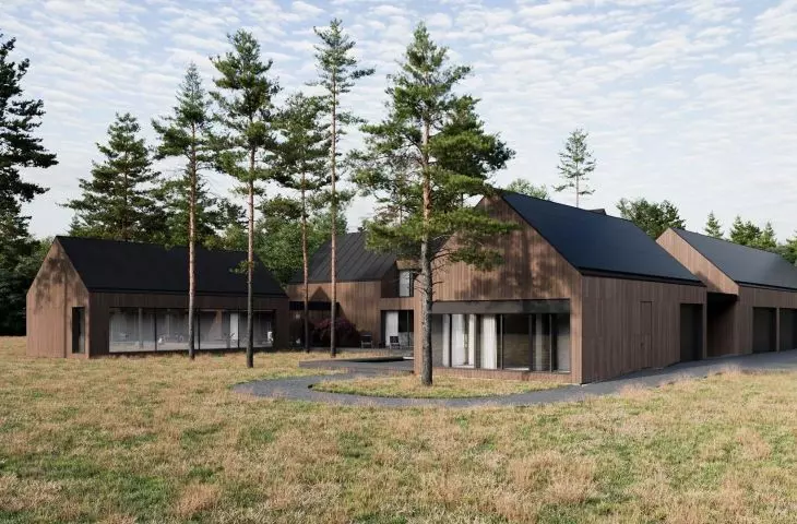 The building is located among the forest
