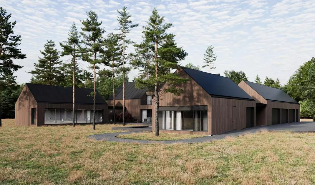The building is located among the forest