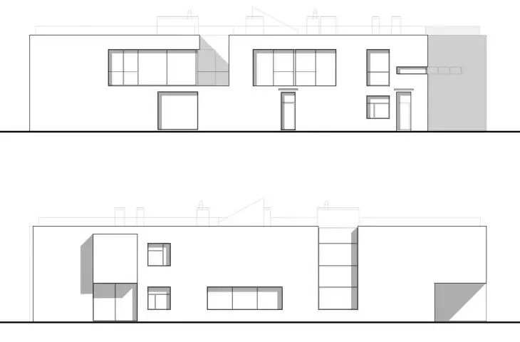 from top: north elevation, east elevation, west elevation, south elevation