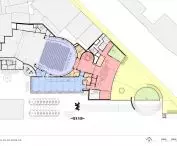 Rozbudowa centrum kulturalnego w Namur — plan parteru 