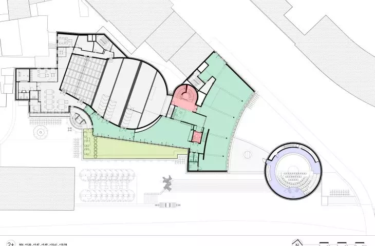 Rozbudowa centrum kulturalnego w Namur — plan drugiego piętra 