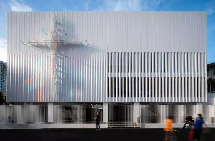 Joy Church in Bangkok - the centerpiece of the facade is the Unity Cross, made of dichroic acrylic