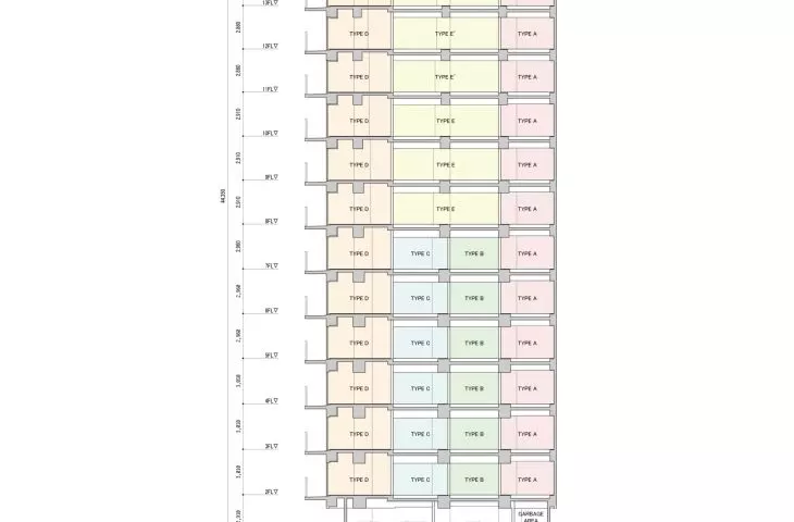 TOPAZ Shinokachimachi apartment complex in Tokyo - cross section 