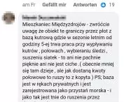 Screen z komentarzy pod postem na Facebooku odnośnie inwestycji.