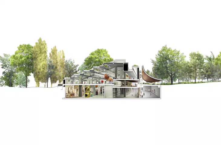Galust Gulbenkian Museum in Lisbon - cross-section of the building 