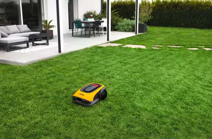 Mowing robot in operation